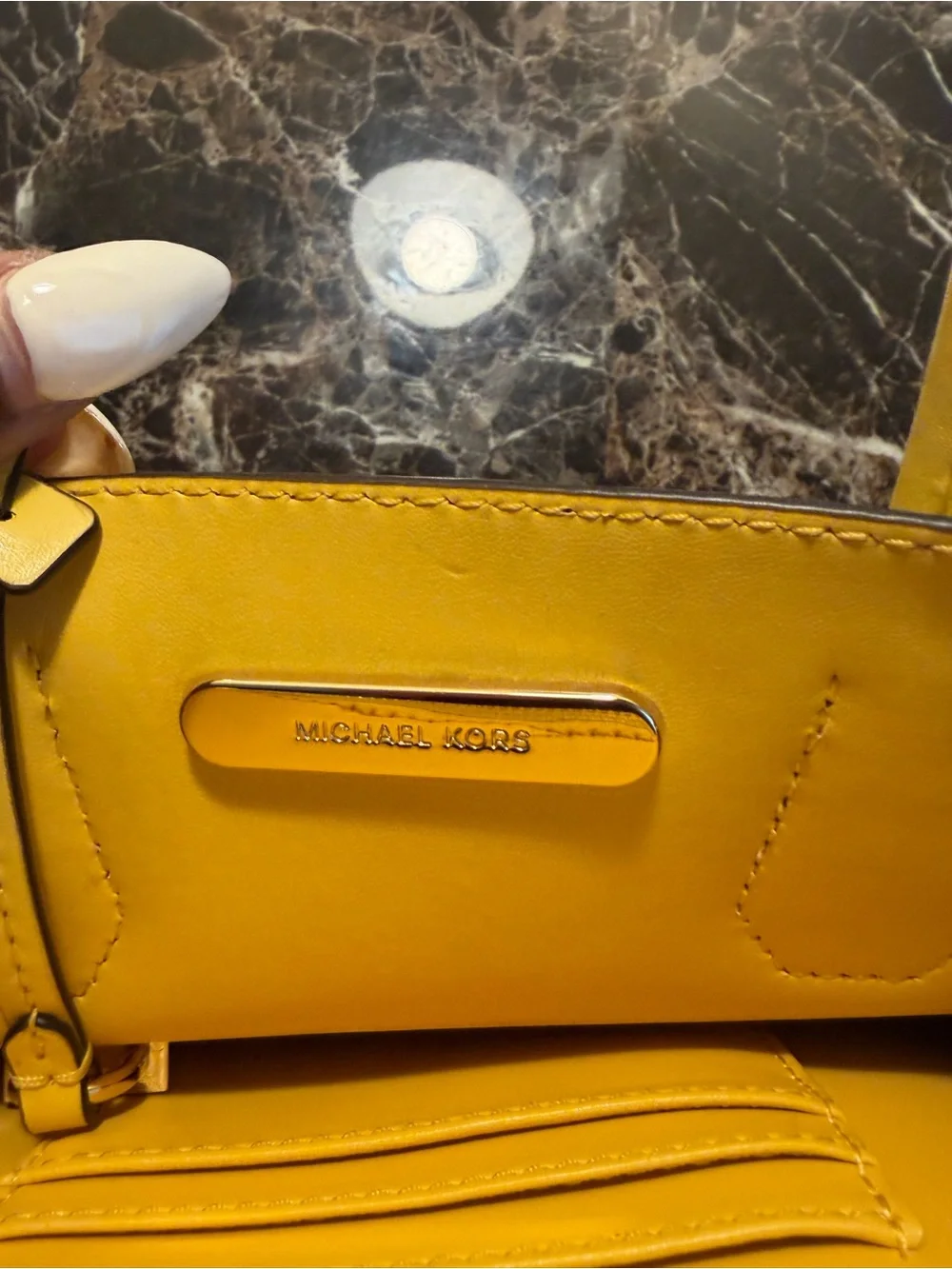 Michael Kors Yellow Leather Satchel with Gold Hardware
